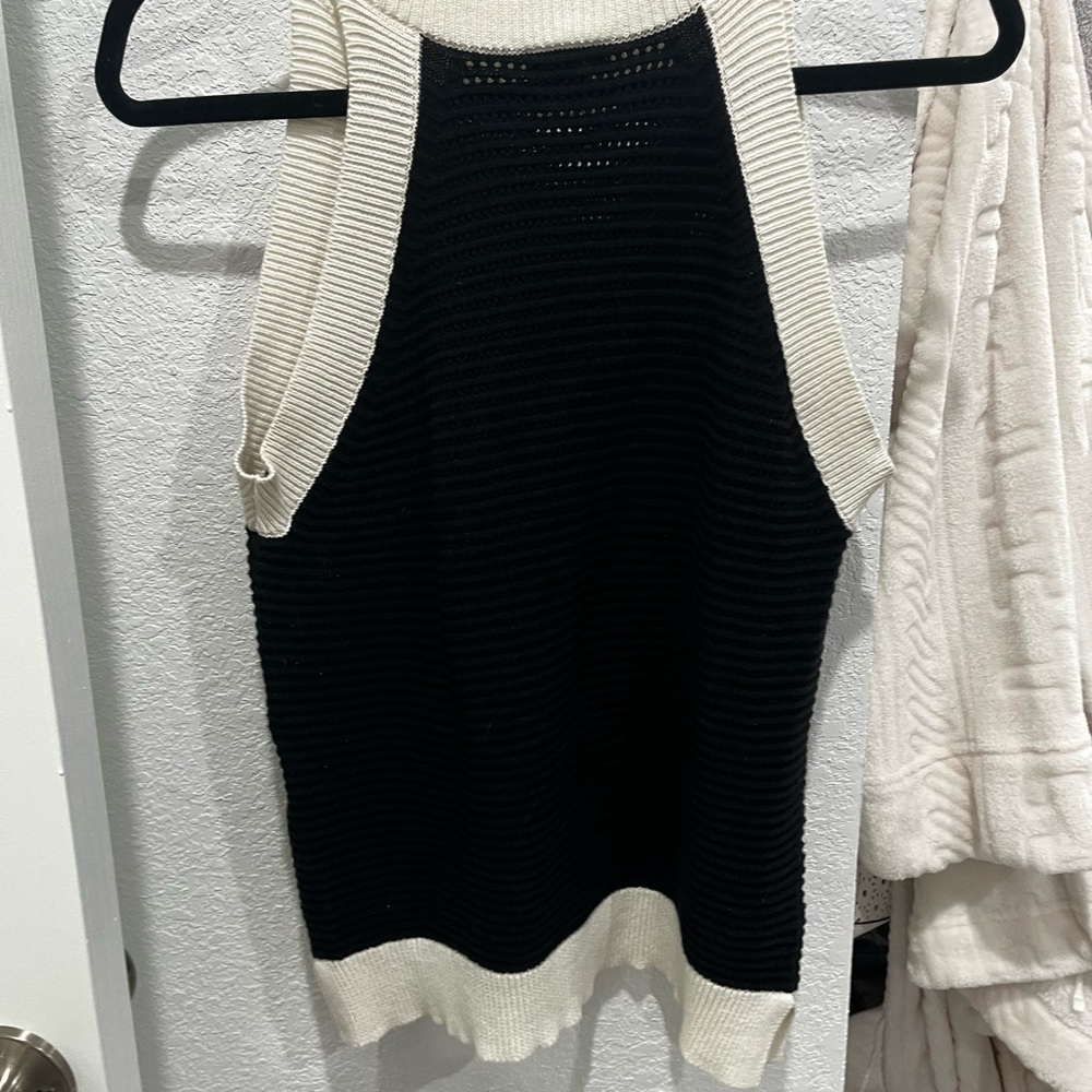 Ann Taylor Factory Black and Cream Knit Sweater